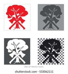 Axe lumberjack Set icons with four Color Variations of flat style. Vector illustration.