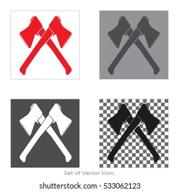 Axe lumberjack Set icons with four Color Variations of flat style. Vector illustration.