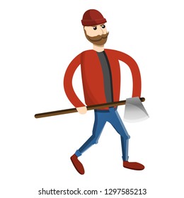 Axe man lumberjack icon. Cartoon of axe man lumberjack vector icon for web design isolated on white background