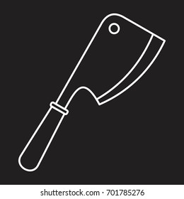 Axe for meat in thin line style icon vector illustration for design and web isolated on black background.