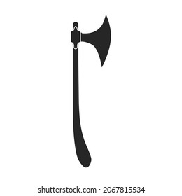 Ax del icono negro vector medieval. arma de ilustración vectorial antigua sobre fondo blanco. Icono de ilustración negra aislada del hacha medieval.