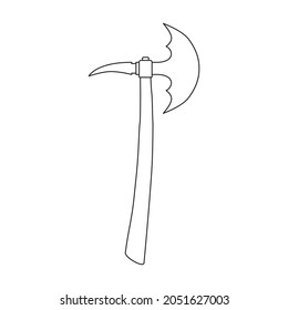 Axe of medieval vector outline icon. Vector illustration weapon ancient on white background. Isolated outline illustration icon axe of medieval .