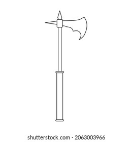 Axe of medieval vector outline icon. Vector illustration weapon ancient on white background. Isolated outline illustration icon axe of medieval .