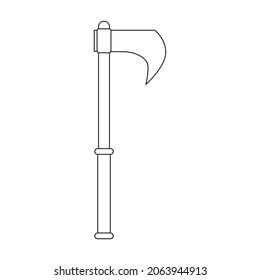 Ax del icono medieval de contorno vectorial. arma de ilustración vectorial antigua sobre fondo blanco. Icono de ilustración de contorno aislado del eje medieval.