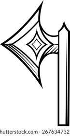 Una ilustración de diseño de arma medieval de hacha en un estilo de tatuaje retro xilografía vintage