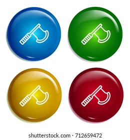 Axe multi color gradient glossy badge icon set. Realistic shiny badge icon or logo mockup