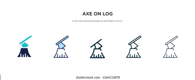 axe on log icon in different style vector illustration. two colored and black axe on log vector icons designed in filled, outline, line and stroke style can be used for web, mobile, ui