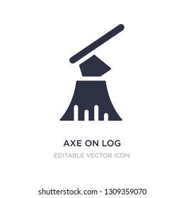 axe on log icon on white background. Simple element illustration from Buildings concept. axe on log icon symbol design.
