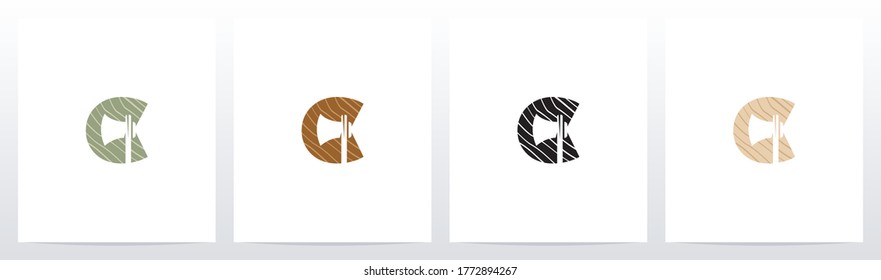 Axe On Wooden Letter Logo Design C