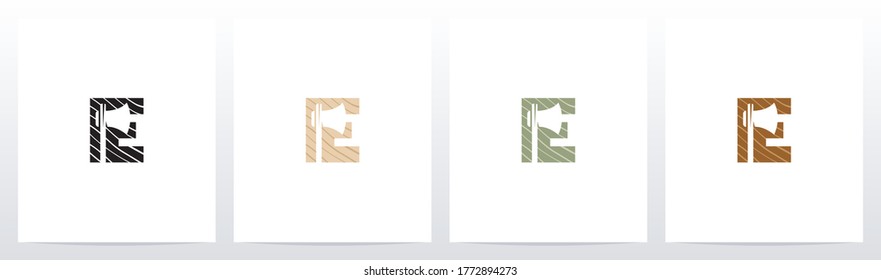 Axe On Wooden Letter Logo Design E