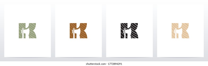 Axe On Wooden Letter Logo Design K
