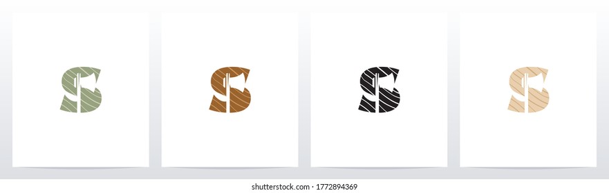 Axe On Wooden Letter Logo Design S