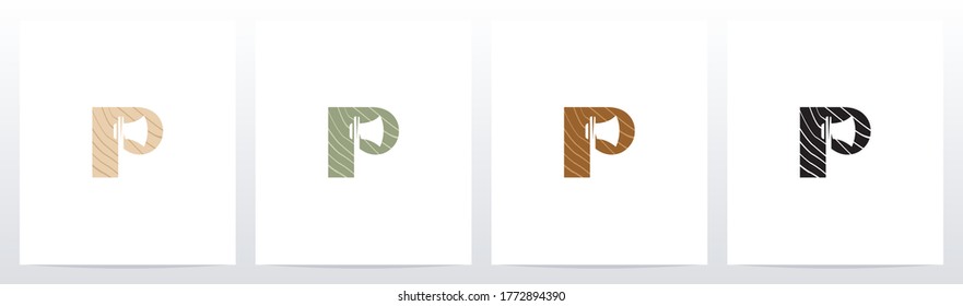 Axe On Wooden Letter Logo Design P