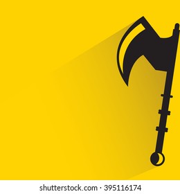 axe on yellow background, flat and shadow theme