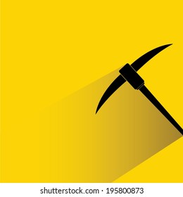axe on yellow background, shadow and flat style