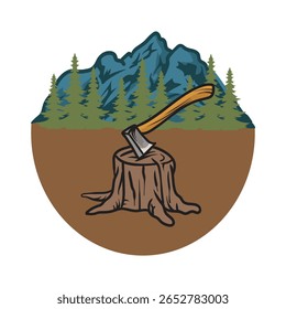 axe for outdoor activities with separate white background