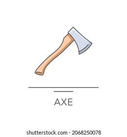 Axe outline colorful icon. Vector illustration. Collection