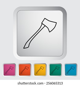 Axe outline icon on the button. Vector illustration.