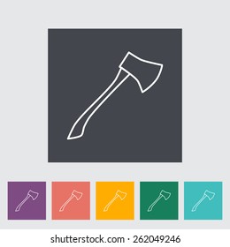 Axe outline icon on the button. Vector illustration.