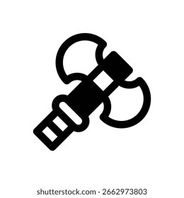 Ax. Ícone de vetor de traçado com contorno e detalhes preenchidos em preto.