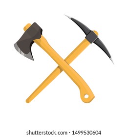 Axe and pickaxe vector design illustration isolatd on white background
