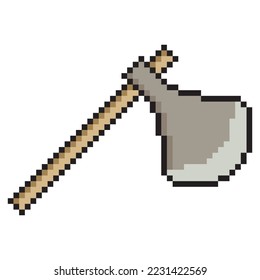 Axe pixel art design. Vector illustration