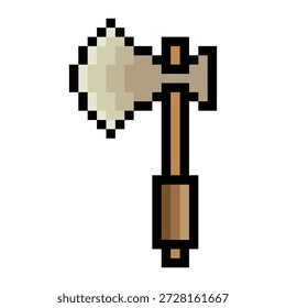 Axt mit Pixelkunst einzeln auf weißem Hintergrund.