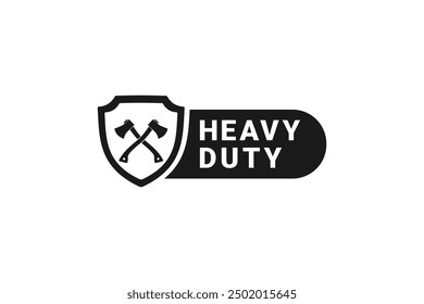 Axe product label for heavy duty performance label vector isolated. Best axe label for product packaging design and more.