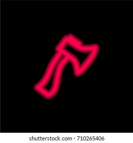Axe red glowing neon ui ux icon. Glowing sign logo vector