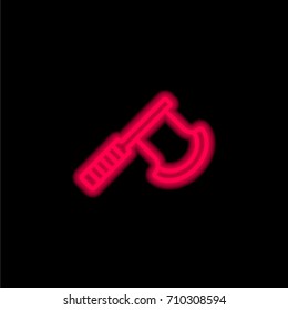 Axe red glowing neon ui ux icon. Glowing sign logo vector