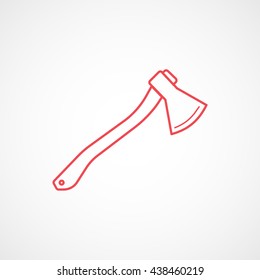 Axe Red Line Icon On White Background