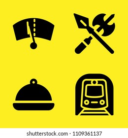 axe, room service, metro and windshield vector icon set. Sample icons set for web and graphic design