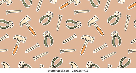 axe. saw. a hammer. blade. the tool. vector. doodle. the pattern. seamless pattern. for textiles. beautiful pattern for printing on wrapping paper.