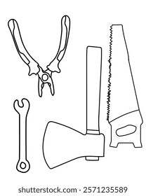 Axe, Saw, Spanner, Plier vector tools are essential digital resources for architects, engineers, and designers tools typically use vector graphics to create precise,scalable illustrations.