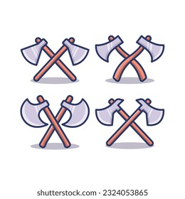 Axe set isolated on white background, collection of vector cartoon illustration. icon with cute style