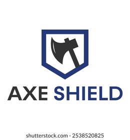 axe shield flat minimalist logo design