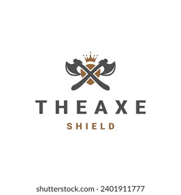 Axe shield queen logo icon design template