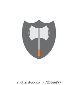 axe and shield symbol logo icon vector