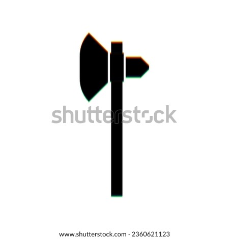 Axe sign. Black Icon with vertical effect of color edge aberration at white background. Illustration.