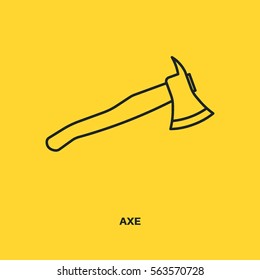 Axe sign line vector icon. hatchet sign line icon.
