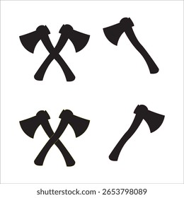 Silhueta Axe. Ícone de eixos cruzados. Silhueta preta