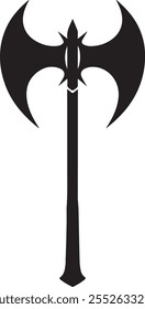 Axe Silhouette. Fire axe vector icon with long ax handle. Hand Axe tool Illustration