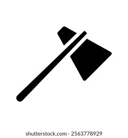 Axe silhouette icon. Concept of carpentry, lumberjack, and woodwork.