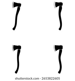 Axe Silhouette Icon Set – Black Woodcutting and Tool Vector Collection