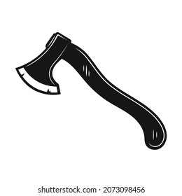 Logo de la silueta de hacha aislado en blanco. Símbolo Ax monocromo. Estilo hipster vintage. Ilustración de material vectorial.