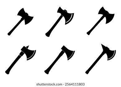 Axe Silhouette Template Vector Set