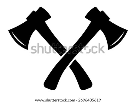 Axe Silhouette Vector Set – Crossed Axes, Stump Scene Minimal Icon Design, vector illustration.