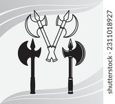 Axe, Axe Silhouette,Lumberjack Eps, Axe Eps, Clipart, Cross Axe, Woodcutter Eps