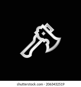 Axe silver plated metallic icon