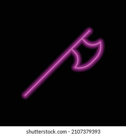 Axe simple icon. Flat desing. Purple neon on black background.ai